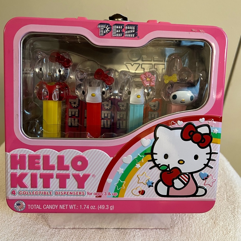 Never Used Hello Kitty Collectible Pez Dispensers Lunchbox with Candy